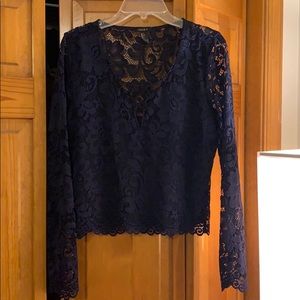 Lace navy going out shirt
